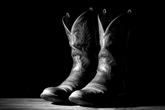 Black and white western boots top