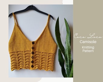 DIGITAL Knitting Pattern // Coco Loco Cami by Bibi Knit Co. // Crop Top Knitting Pattern // Womens Summer Top Knitting Pattern