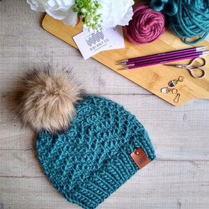 Knitting Pattern // Chevron Beanie by Bibi Knit Co. // Beanie Knitting Pattern // Adult Hat Knitting Pattern // Adult Pom Pom Winter Hat image 3