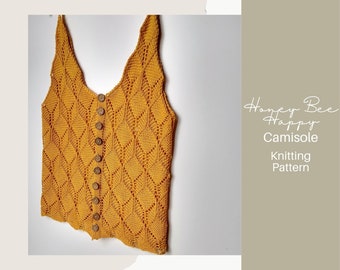 Knitting Pattern // Honey Bee Happy by Bibi Knit Co. // Womens Summer Top Knitting Pattern // Crop Top Knitting Pattern // Adult Summer Top