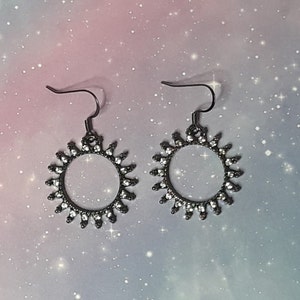 Iridescent Sun with Crystals Earrings