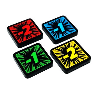 4 x Negative Stat Modifikator Tokens (doppelseitig) für Marvel Champions LKG