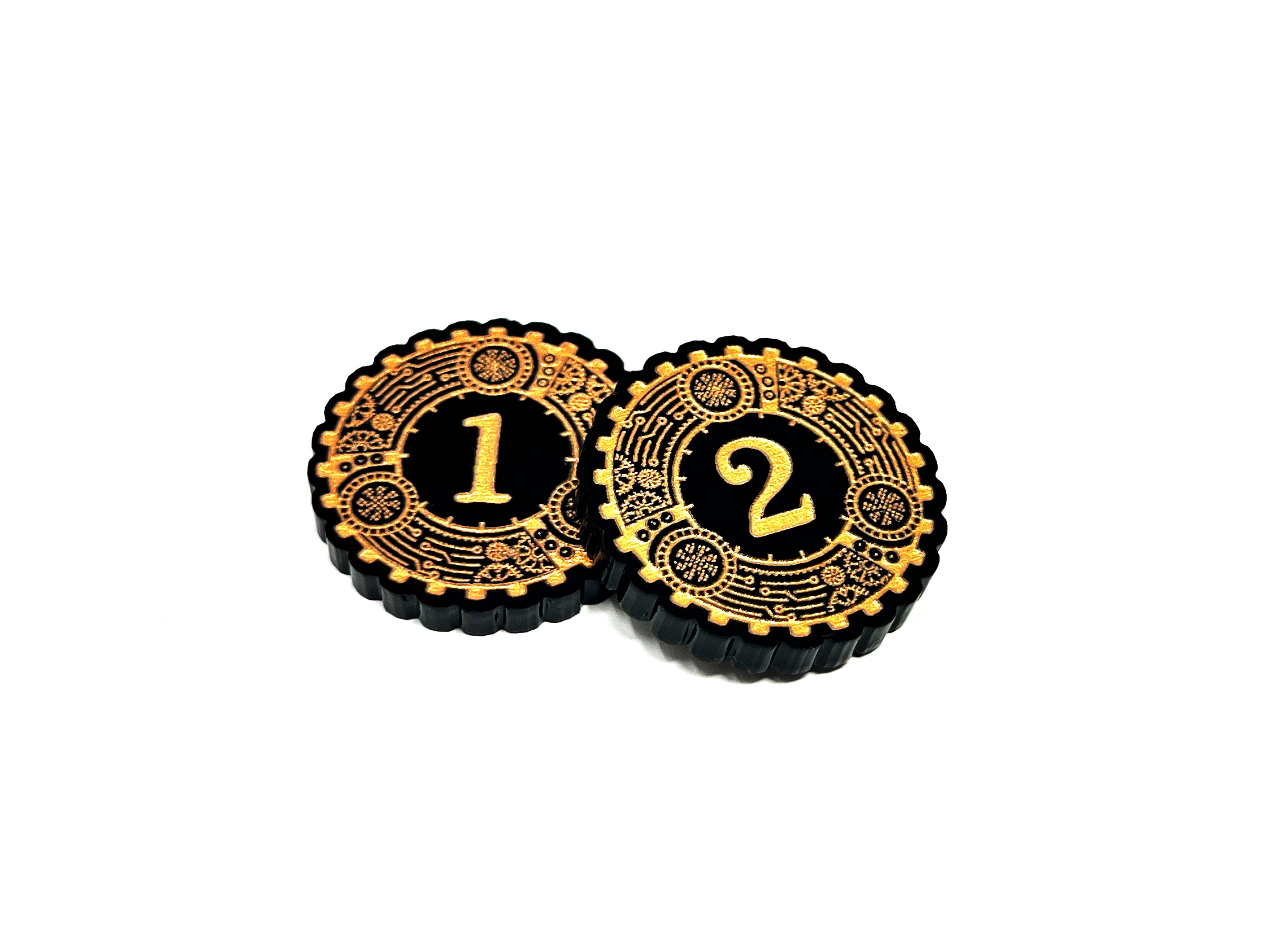 2 X Steam Counter Tokens 1/2 (double Sided) for Flesh and