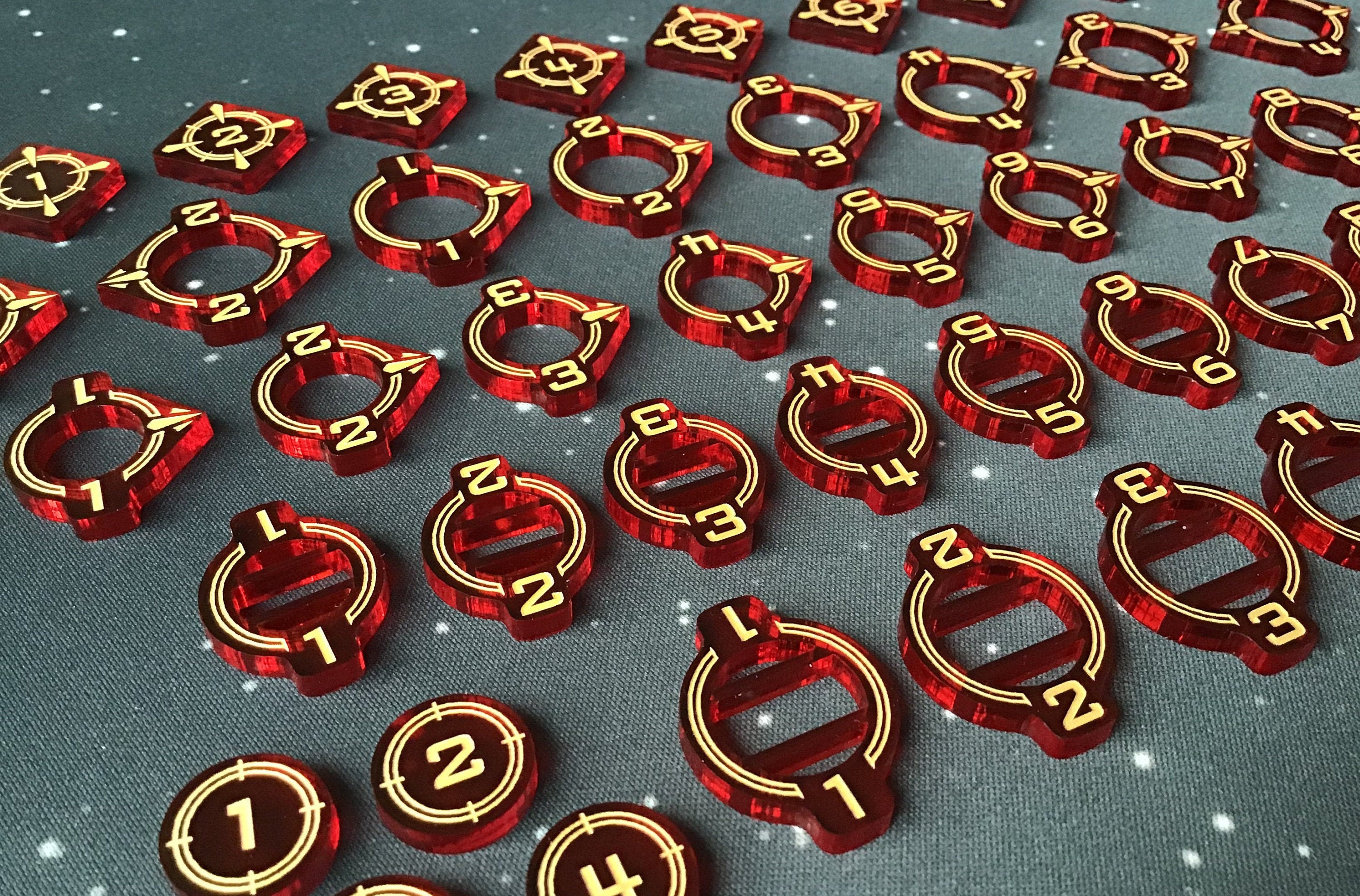X-wing 2.0 compatible, acrylic Arc/ID Small set - Numbers