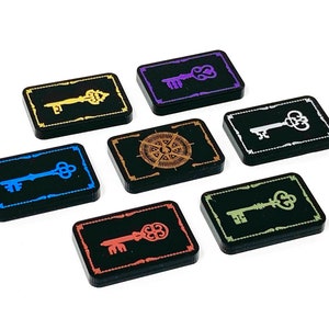 7 x sleuteltokens voor Innsmouth Conspiracy (dubbelzijdig) voor Arkham horror LCG