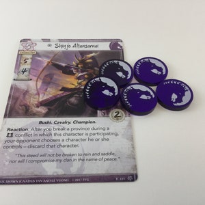 L5R - Lenda dos Cinco Anéis - Fichas acrílicas do destino do clã unicórnio