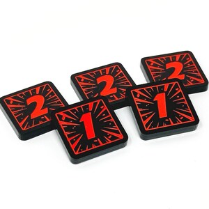 5 x 1/2-Damage-Token (doppelseitig) für Marvel-Champions-LCG