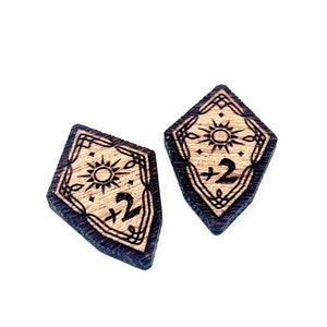 2 x Willpower 1/2 Stat Boost Modifier Tokens - Lord Of The Rings LCG, Acajou massif (double face)