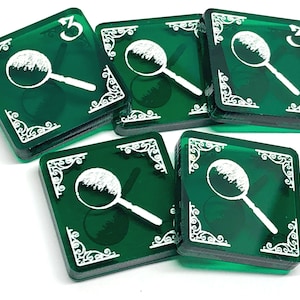 5 x Clue Tokens (doppelseitig) für Arkham Horror LKG