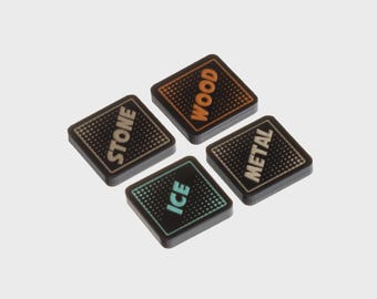 Environment Trait Tokens (Wood, Metal, Ice & Stone - double sided) for Marvel Champions LCG