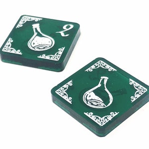 2 x Seltsame Lösung Vorratsplättchen (doppelseitig) für Arkham Horror LKG