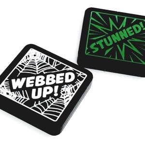 2 x Webbed Up / Stunned Tokens (dupla face) para Marvel Champions LCG