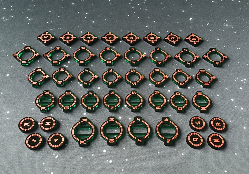 X-wing 2.0 compatible Aurebesh acrylic ArcID Small set