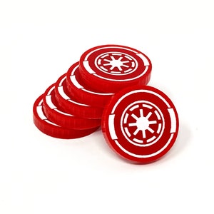 SW Legion compatible, acrylic Galactic Republic victory token set (Dark red)