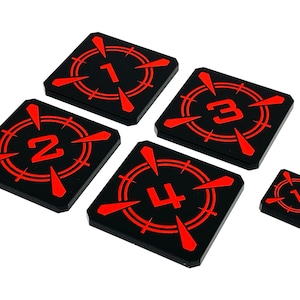 4 x Over-sized Target Locks Tokens - Black Series - Star Wars X-wing compatible