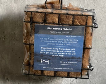 Bird Nesting Material and Black Cage with Raw Alpaca Fiber perfect gift for your eco-friendly bird and alpaca loving friends!