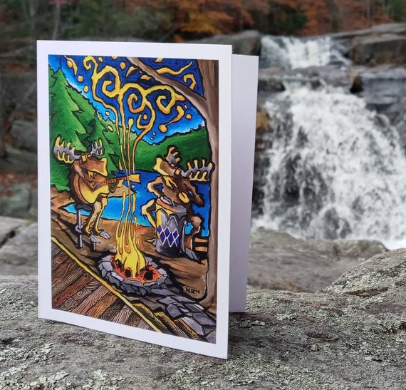 Moose Greeting Card Moose Art Blank Greeting Card Blank | Etsy