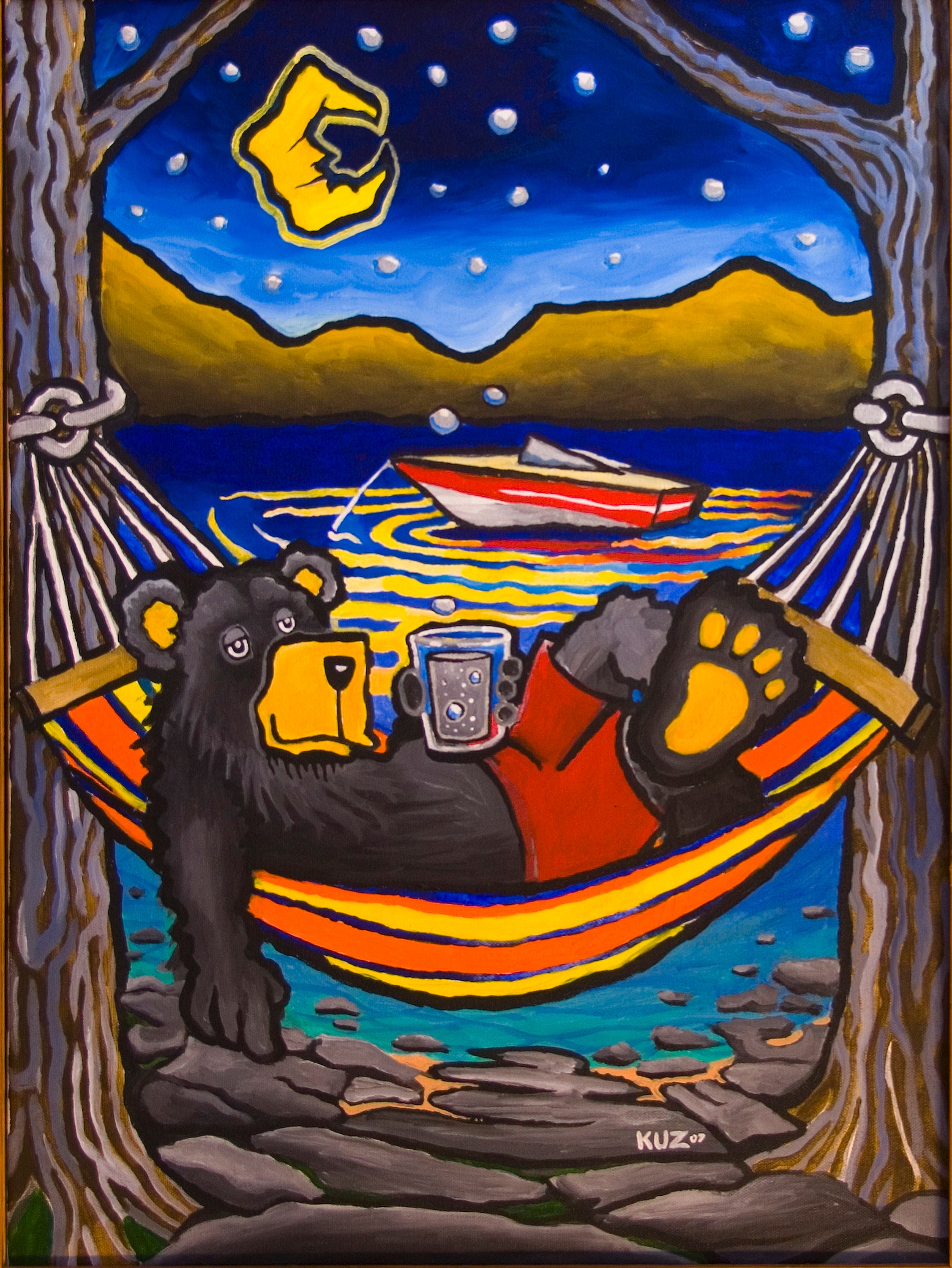 Bear Art Lake Decor Lake Boat Lake Life Cabin Decor Etsy