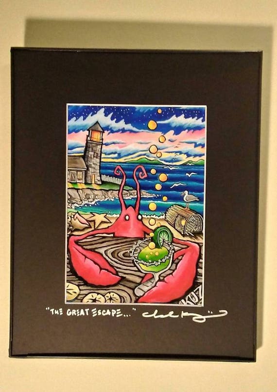 Ocean Art Print, Beach Decor, Ocean Decor, Lighthouse Decor, Beach House, Lobster Art, Cocktail Art, Cosmic Moose Art, Ocean, Great Escape 