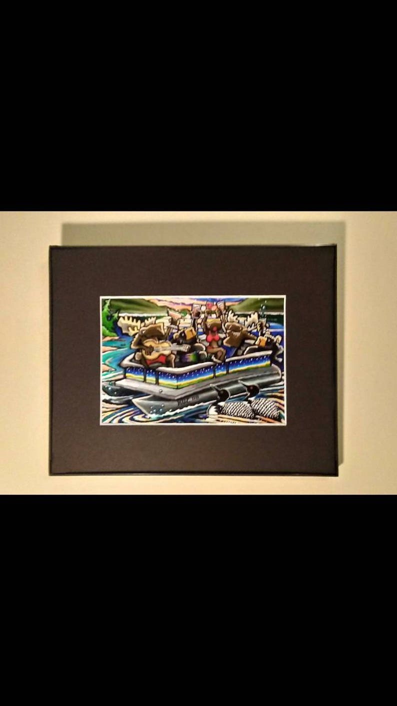 Moose Art Bear Decor Wildlife Decor Cabin Decor Lake Decor Print Wall Art Pontoon Boat Cocktail Art Party Barge Pontoon Toast
