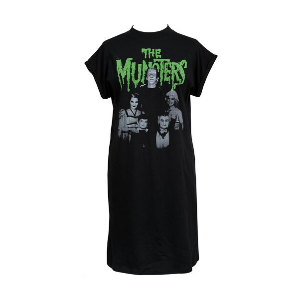 The Munsters Womens Horror High Neck T-Shirt Dress B-Movie Vintage Goth Halloween