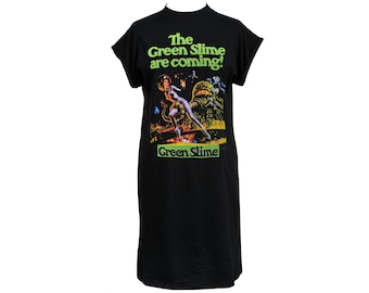 The Green Slime Womens Horror High Neck T-Shirt Dress B-Movie Halloween Gore