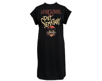 Pet Sematary Womens Horror High Neck T-Shirt Dress Halloween Cat Punk