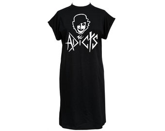 Womens Punk High Neck T-Shirt Dress The Adicts 1977 British Punk Droog