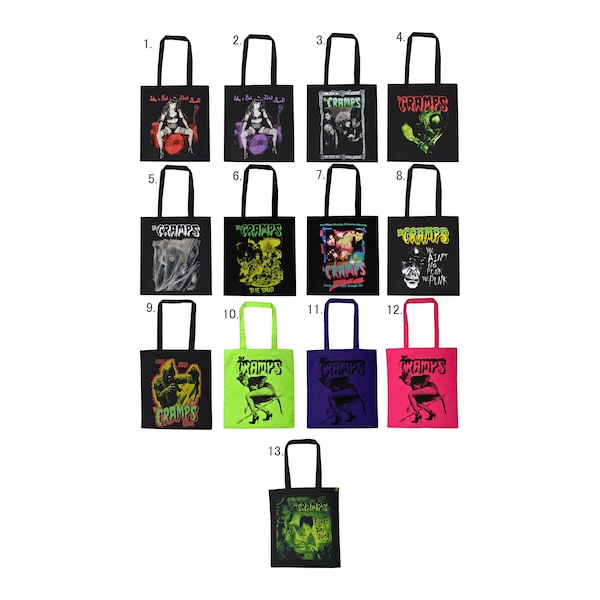 The Cramps Eco Tote Bag - Psychobilly - Horror - Bikini Girls - Like a Bad Girl Should - The Fly - Garage