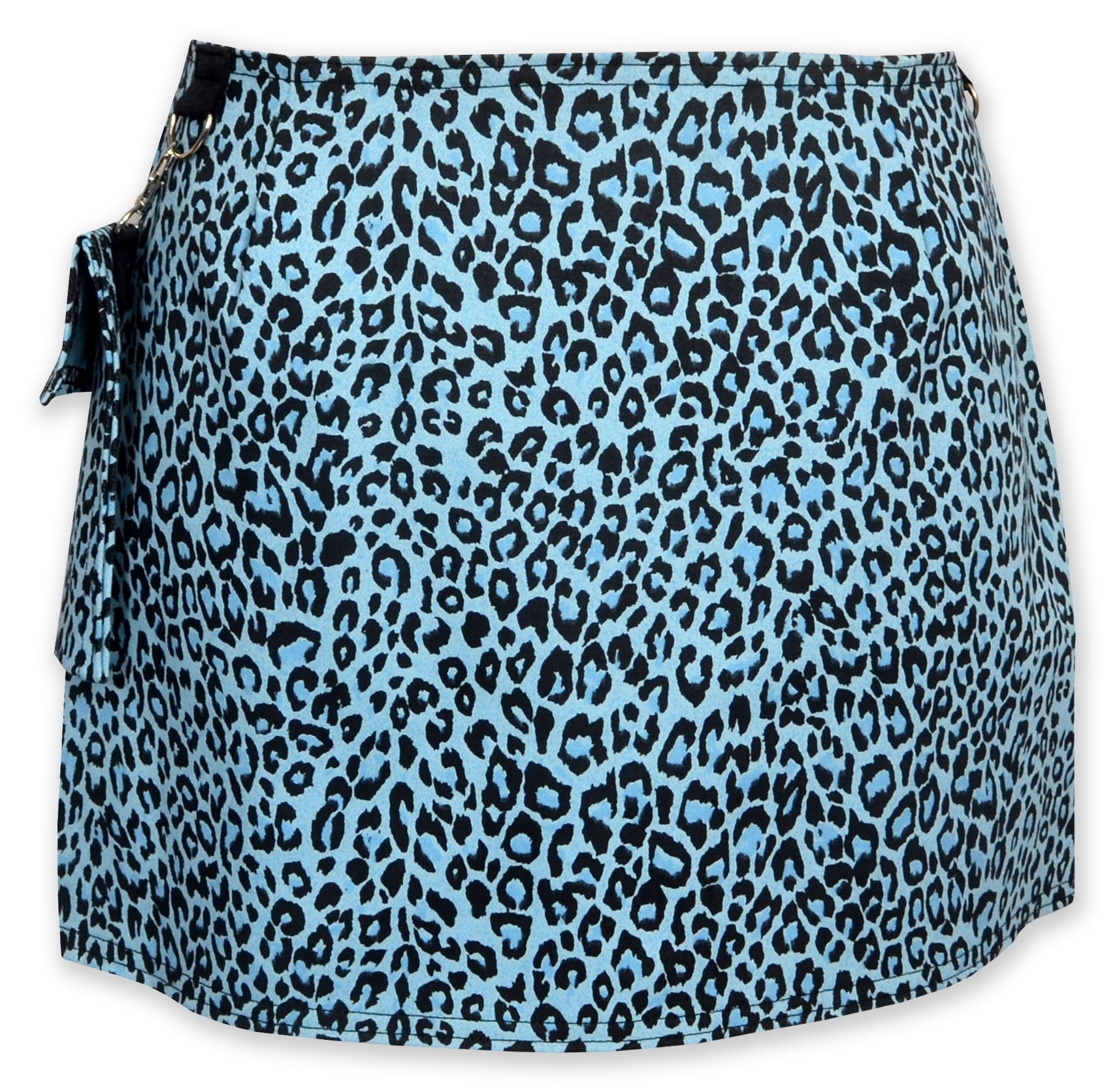 Blue leopard print mini skirt sales