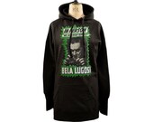 Womens Horror Hoodie Dress Bela Lugosi Dracula Vampire Halloween (bela, in person)