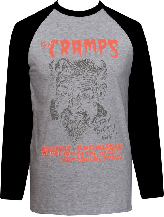 MENS RAGLAN LONG SLEEVE TOP THE CRAMPS THE CRAMPS LUX INTERIOR PSYCHOBILLY GREEN 