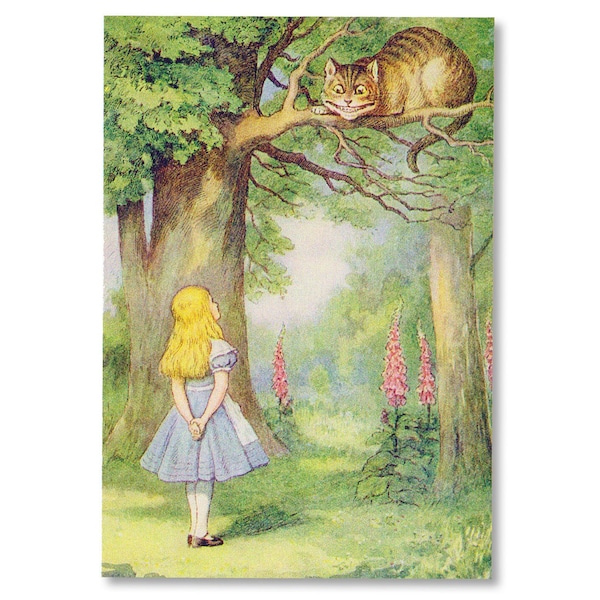 Sticker vinyle Alice au pays des merveilles Digitales du chat du Cheshire Illustration victorienne