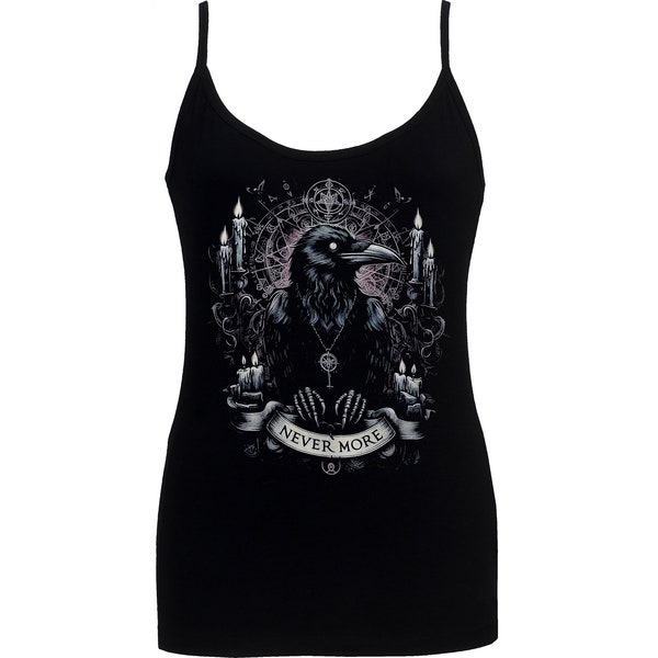 Nevermore Edgar Allan Poe Women's Spaghetti Strap Tank Top Raven Goth Horror