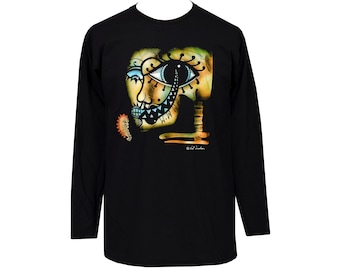 Men's Long Sleeve T-Shirt Val Denham Trans Art Industrial Abstract Foetus Skull Eyeball