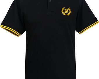 Mens Black Yellow Tipped Polo Shirt Oi Ska Skinhead Reggae Two Tone Dub S 3XL Etsy Polska
