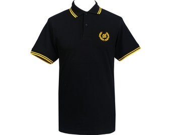 Polo Oi Ska Skinhead Reggae à liseré noir et jaune pour homme Dub S-3XL