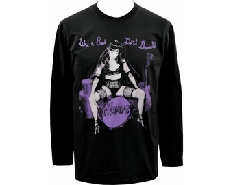 The Cramps Mens PSYCHOBILLY Long Sleeve Top Poison Ivy Like a Bad Girl Should