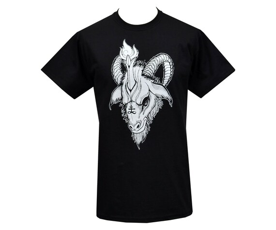 Mens Sigil Of Baphomet T-Shirt With Goat Head Mens Sigil Of Baphomet T-Shirt With Goat Head