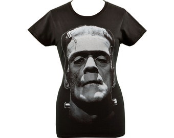 Womens Horror T-Shirt Frankenstein's Monster Boris Karloff Vintage B-Movie