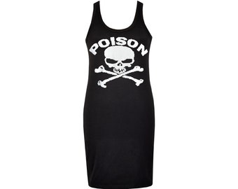 Womens Gothic Dress Poison Skull Crossbones Punk Horror