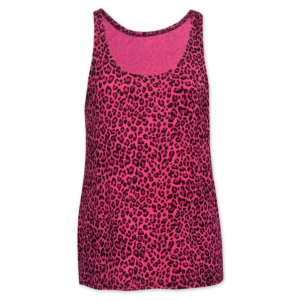 Women's Pink Leopard Print Tank Top Punk Gothic Animal Print - Made in the UK!