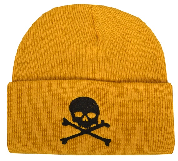 SKULL CROSSBONES pirate custom embroidered knitted beanie hat