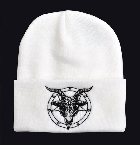 BAPHOMET BEANIE SKI HAT EMBROIDERED PENTAGRAM SATANTIC OCCULT CHURCH SATAN GOTH