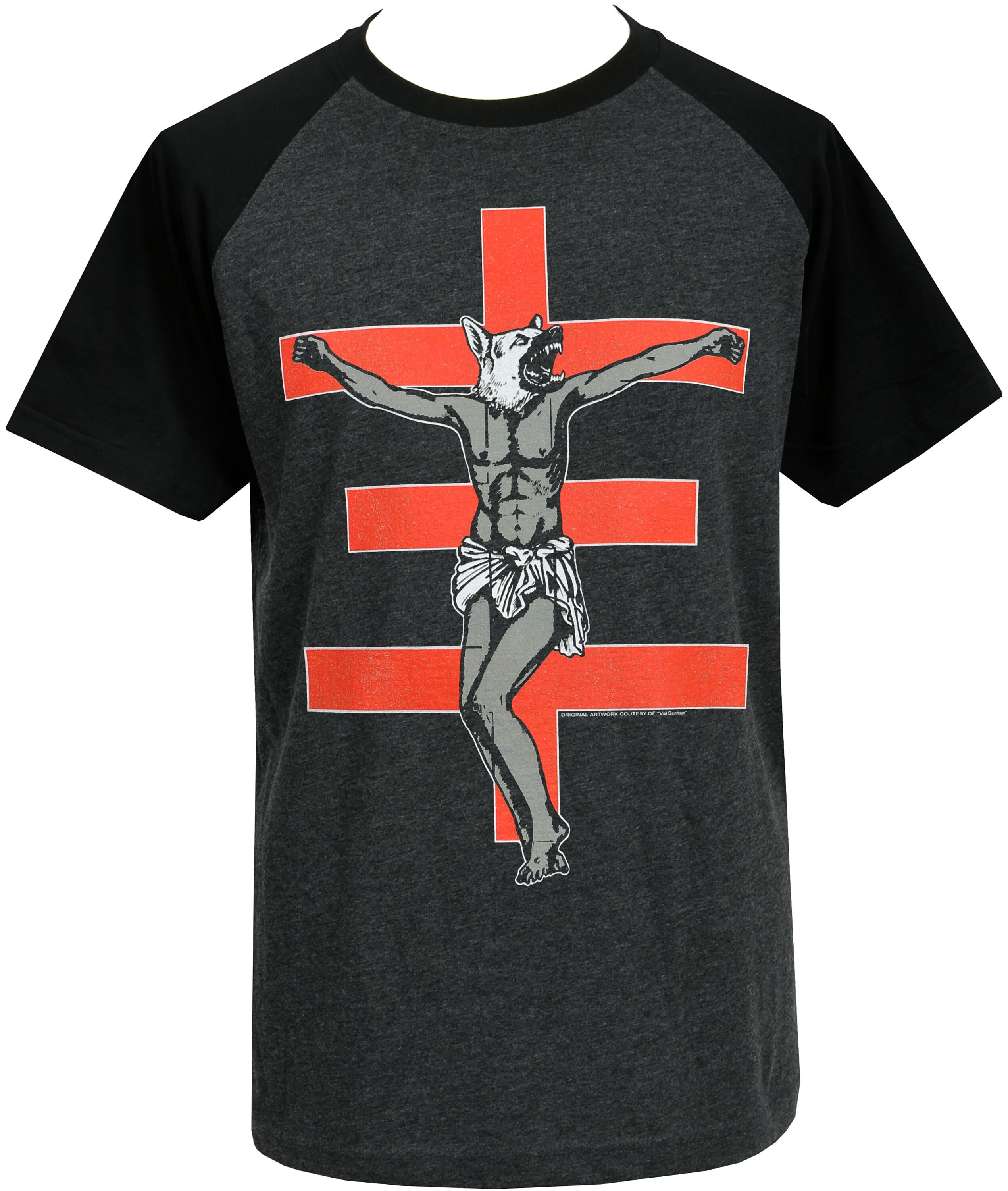 Psychic TV Mens Raglan T-shirt Val Denham Dog Cross PTV Psychic TV Mens Raglan T-shirt Val Denham Dog Cross PTV