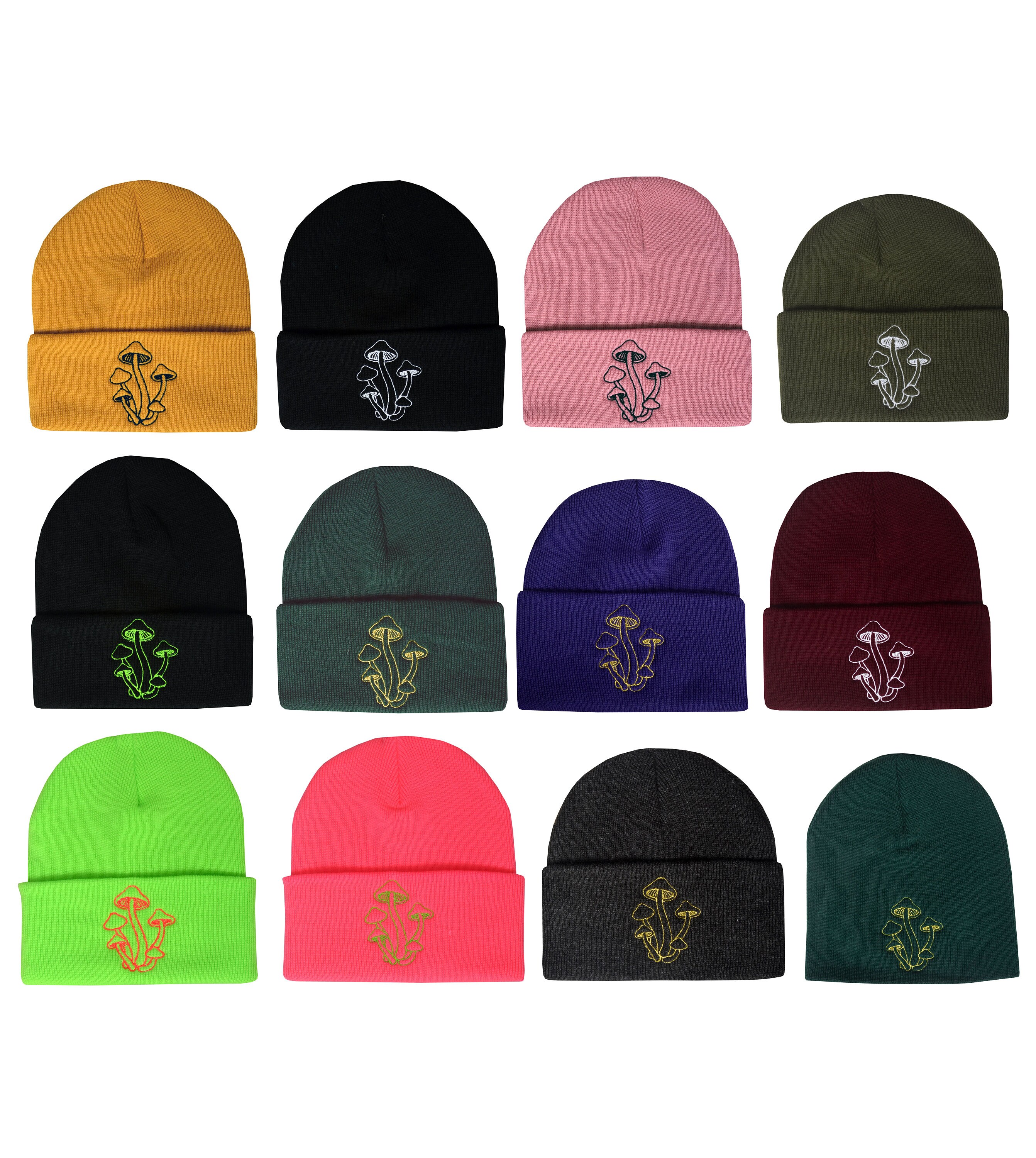Magic Mushroom Beanie Hat Embroidered Foraging Fungi
