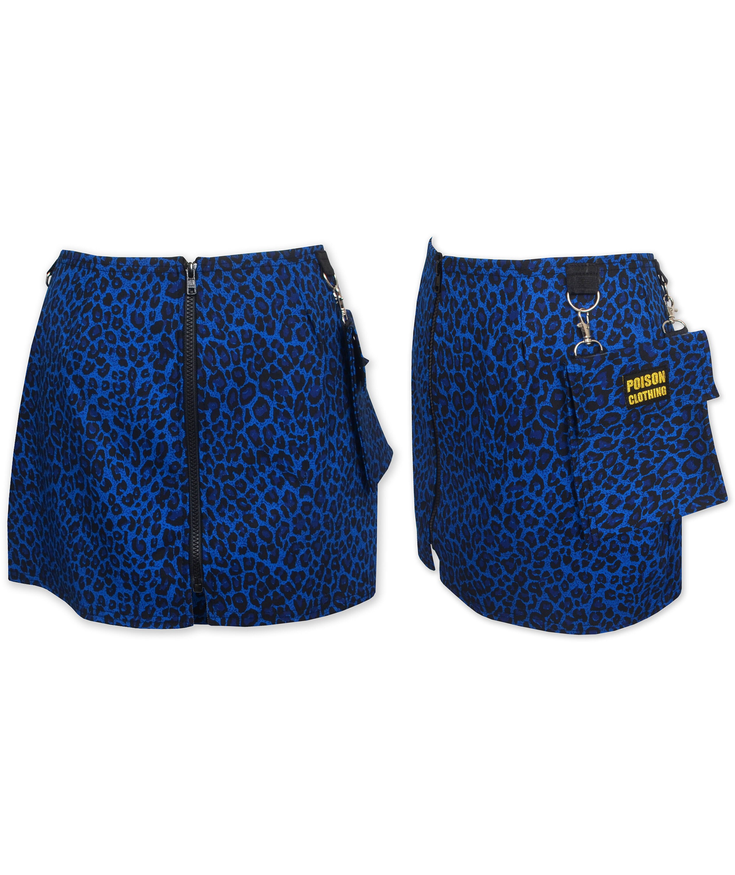 Blue leopard print mini skirt discount