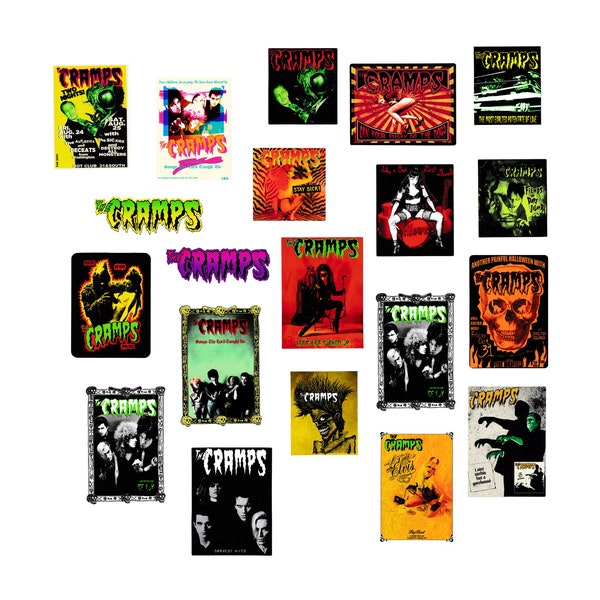 The Cramps Vinyl Sticker - Psychobilly - Garage - Poison Ivy - Lux Interior - Slime - Horror - Green - Yellow