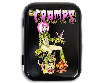 The Cramps Psychobilly Metal Hinged Tin Storage Creature Monster Horror Gill Garage