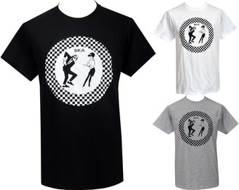 Mens Ska T-Shirt Two Tone Rocksteady Oi Mod Reggae R & B Checker